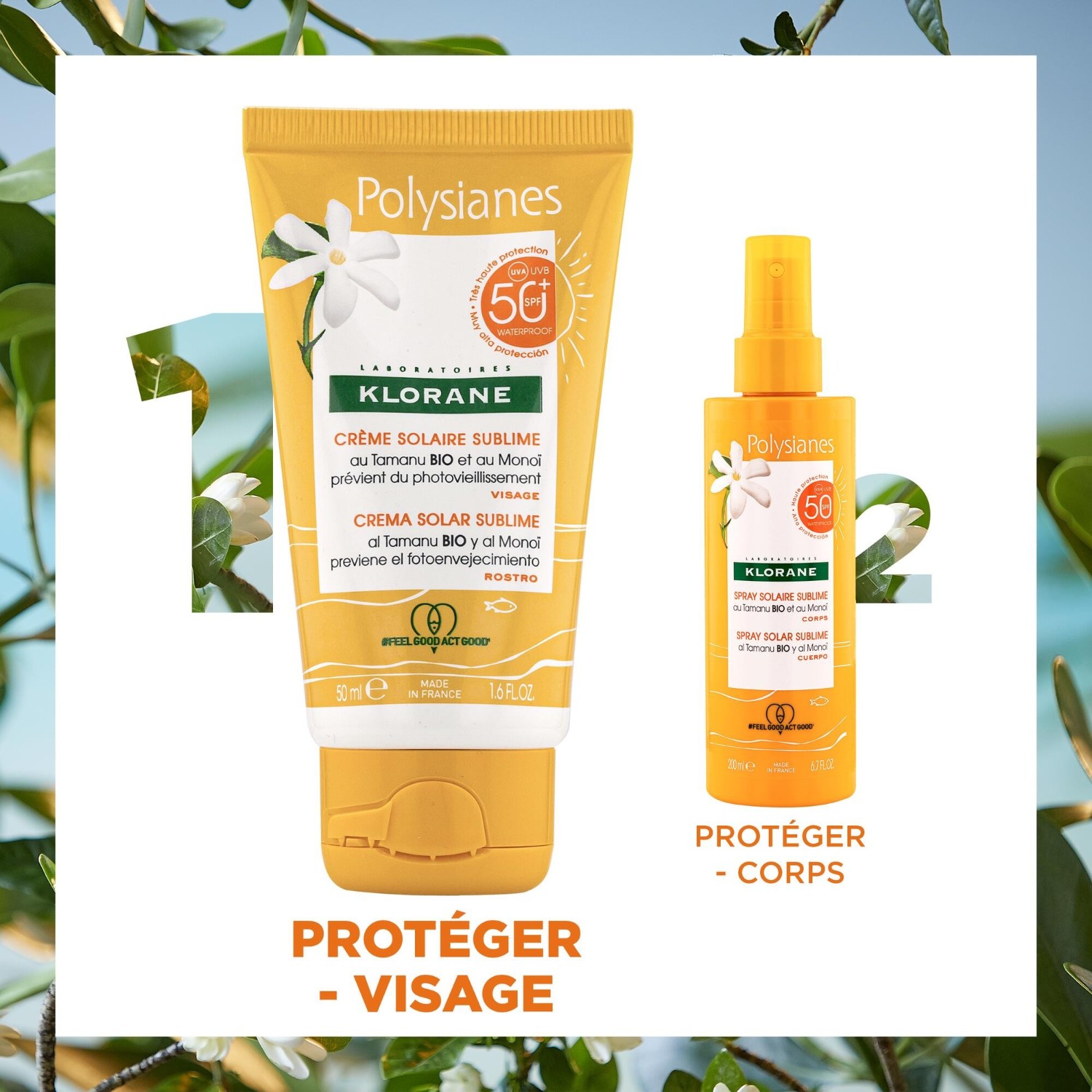 Klorane Crème solaire sublime SPF 50+ au Tamanu BIO et Monoï