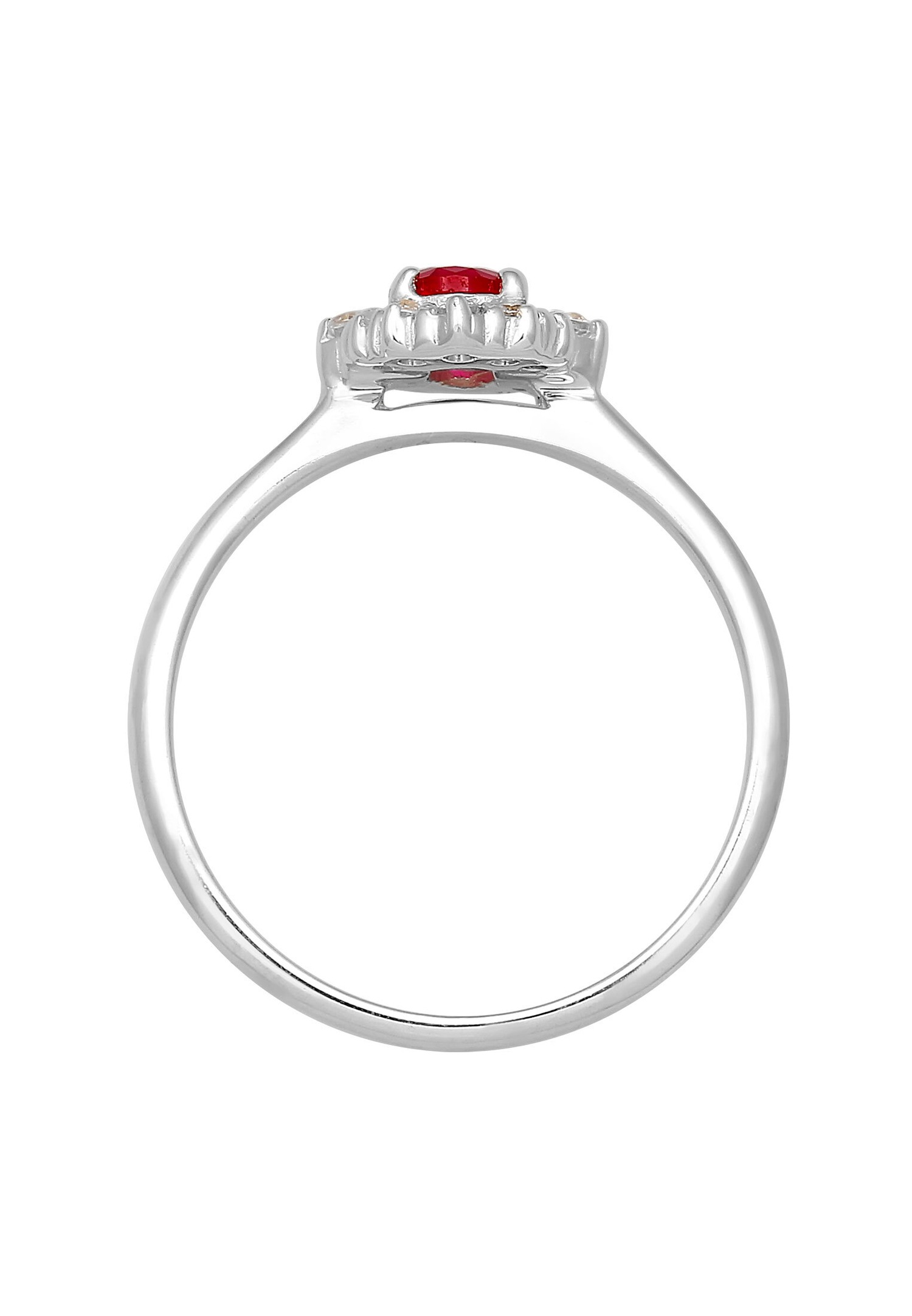 Elli Femmes Cocktail Ovale Elegant avec rubis synth. et zirconium en argent sterling 925