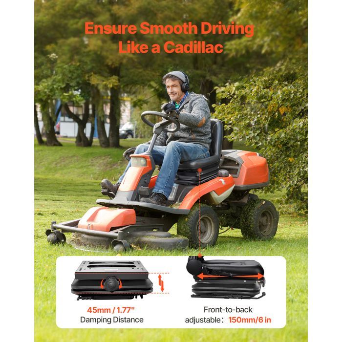 Kit Suspension de Siège de Chariot Élévateur Universel-VEVOR-49x42x15 cm-avec Cache pour Chargeur, Tondeuse