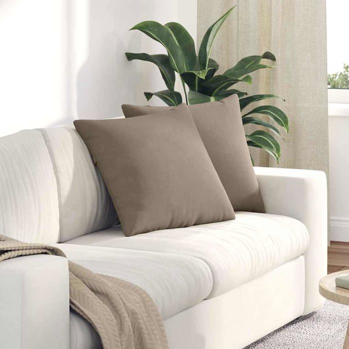 Fabric sofa cushions - vidaXL - Taupe - 50x50x20 cm - Removable covers - Polyester filling - Set of 2