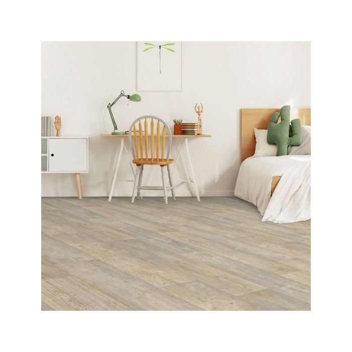 Linoleumboden – Imitation von gealtertem, weißem Holzparkett – 3 m x 8 m Rolle