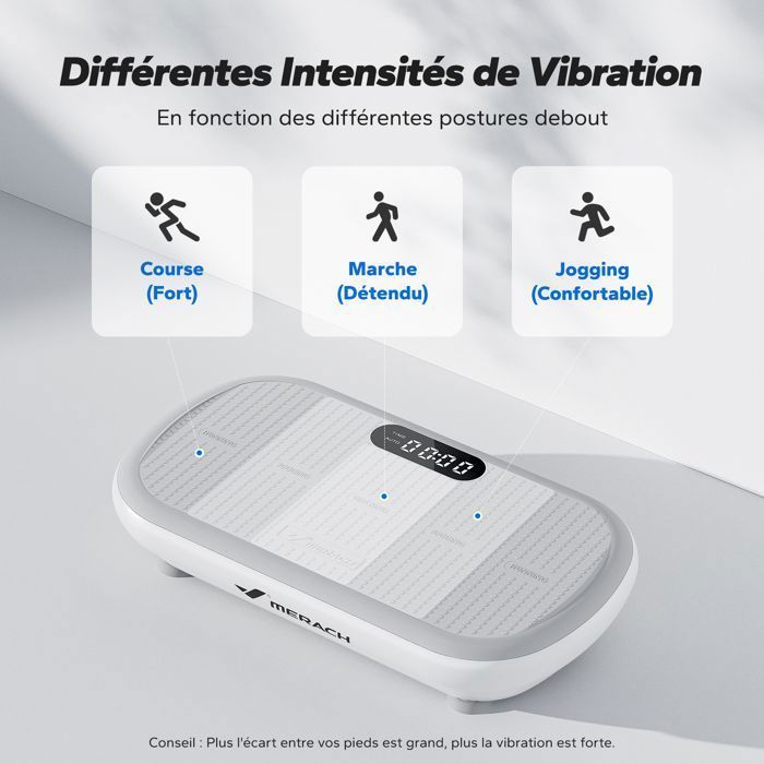 Pedana vibrante MERACH, telecomando, schermo LED, Bluetooth, 10 velocità, 11 programmi, silenziosa ≤70dB, portata 200 kg