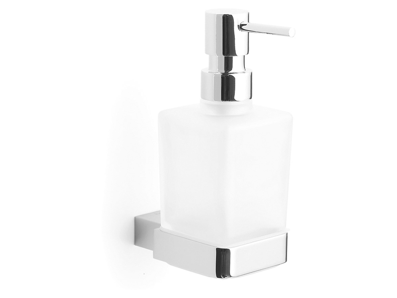 Dozownik do mydła wiszący szklany Now 150 ml biało-srebrny