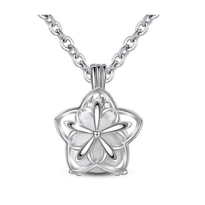 Collana bola per gravidanza con sfera bianca e fiore stellato