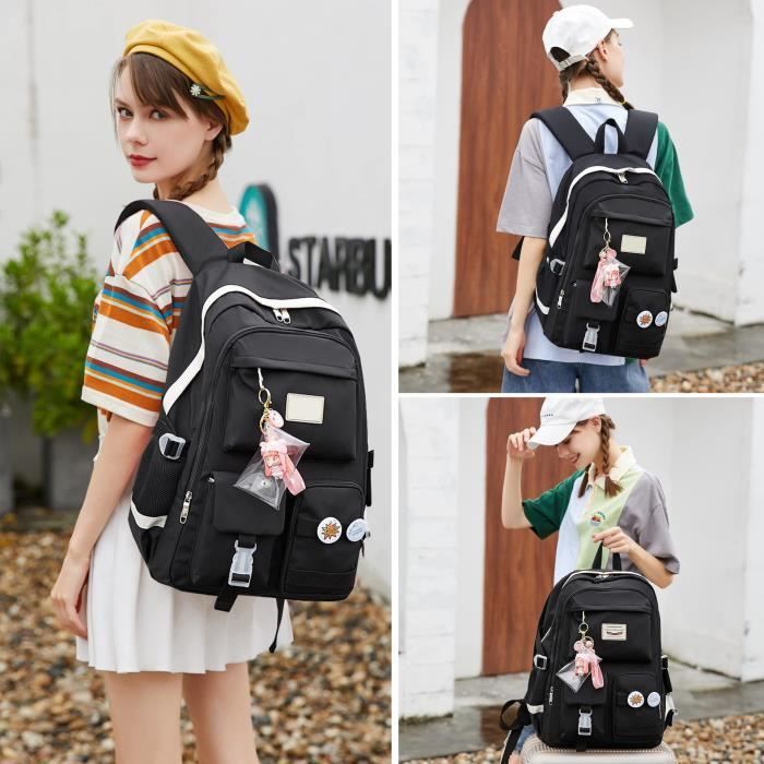 Sac à Dos Scolaire Enfant INSFITY - Bleu - Nylon Imperméable - Compartiments pour Ordinateur Portable et Livres