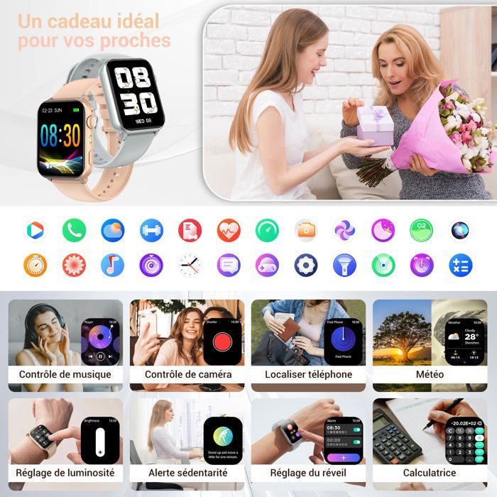 Blackview damessmartwatch met belfunctie, fitness- en activiteitentracker voor Android, iOS, Samsung, Xiaomi en iPhone
