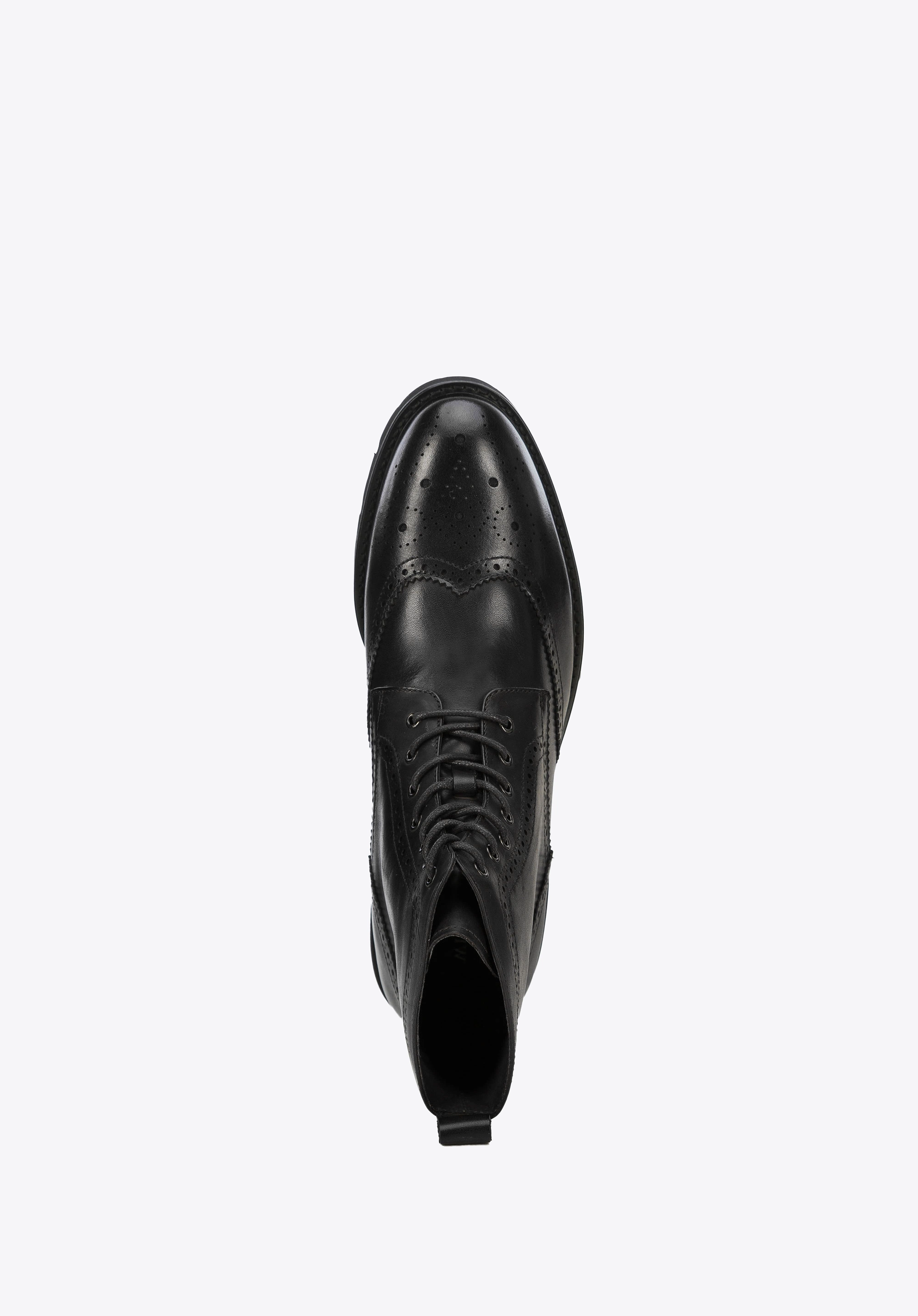 Męskie glany skórzane z dziurkowaniem czarne