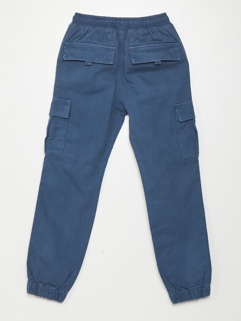 Broek met elastische tailleband en zakken - donkerblauw