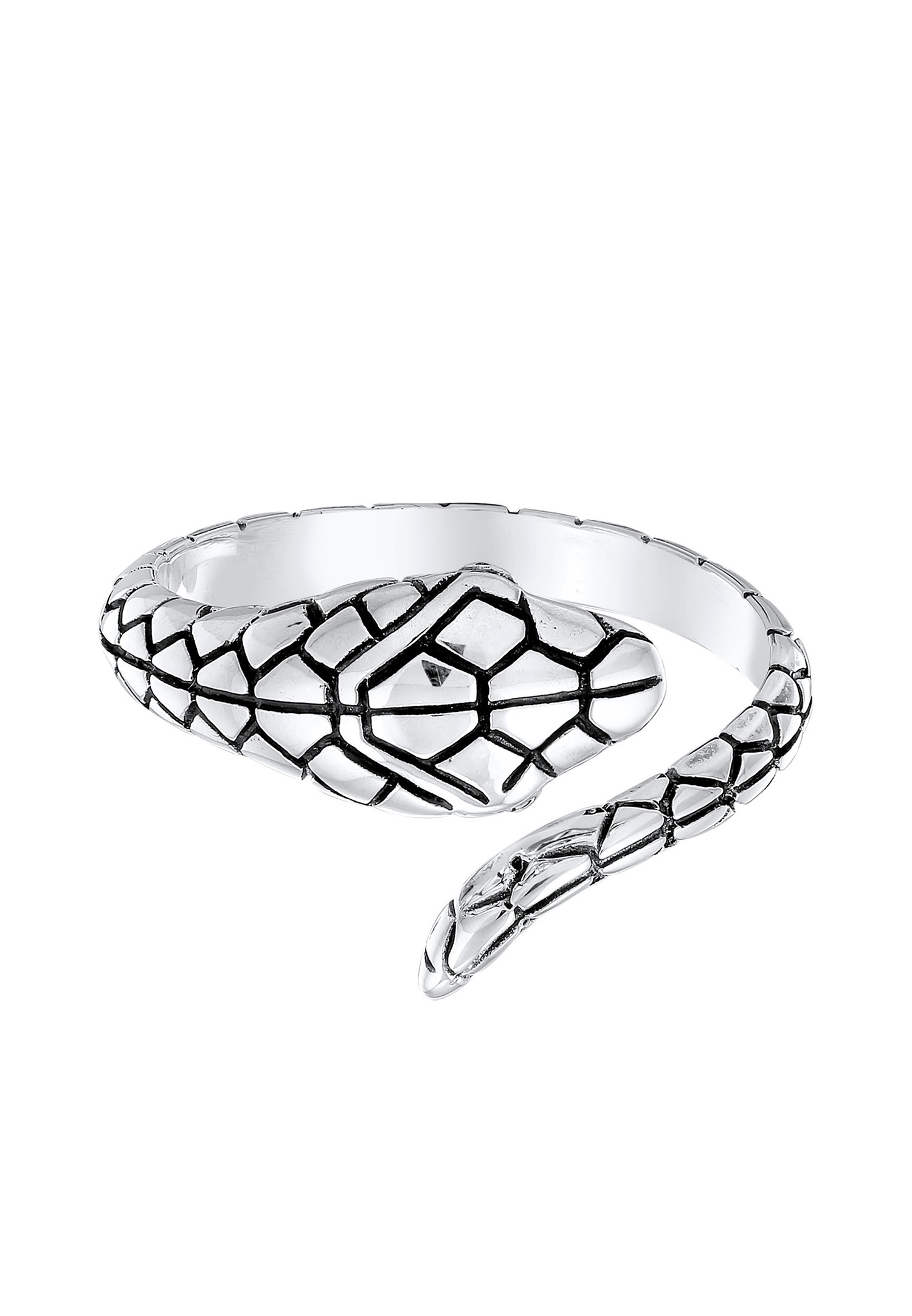 KUZZOI Hommes Ouvert Serpent Force Sturukturiert en argent sterling 925