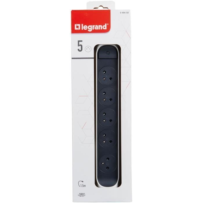 LEGRAND FB 5x2P+T premium stekkerdoos met draai- en vaste aansluitingen, 1,5 m - Wit