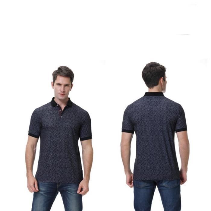 Polo da uomo - Elegante - Stampata - Maniche corte - Collo a polo - Taglia USA - Nera