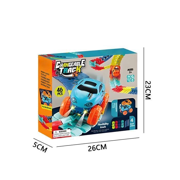 Circuit Voiture Enfant, 92 Pièces Flexible Circuits Voitures Électrique avec 2 Voitures Cadeau Enfant pour Noël Anniversaire