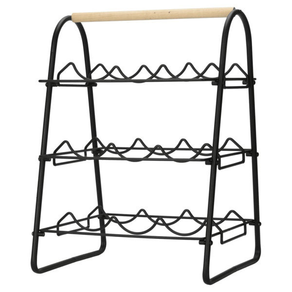Home&Styling Stojak na 9 butelek wina, metalowy, czarny