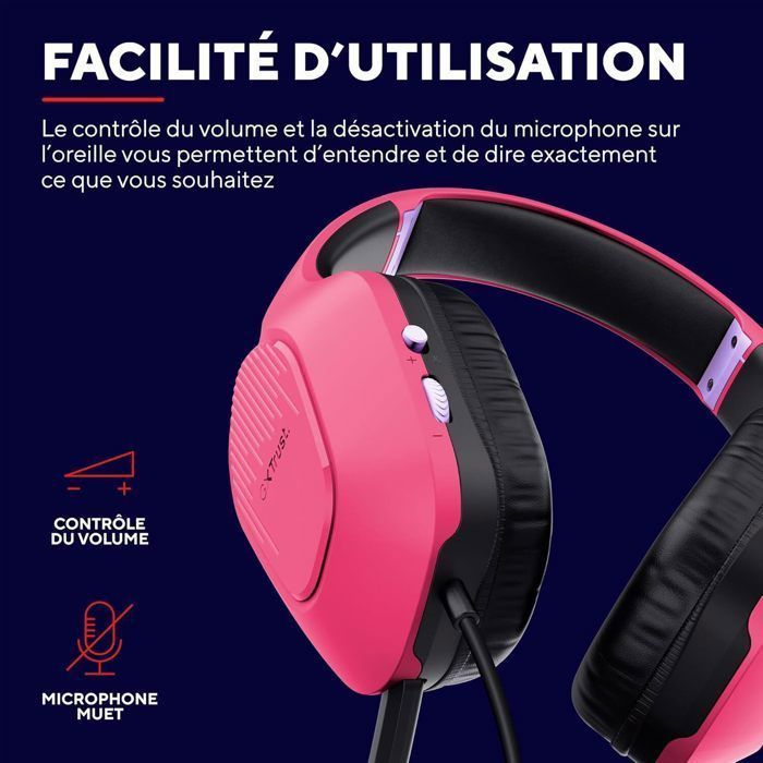 Auriculares para juegos con cable - TRUST - GXT 415 Zirox - Ligeros - Sonido envolvente - Micrófono abatible