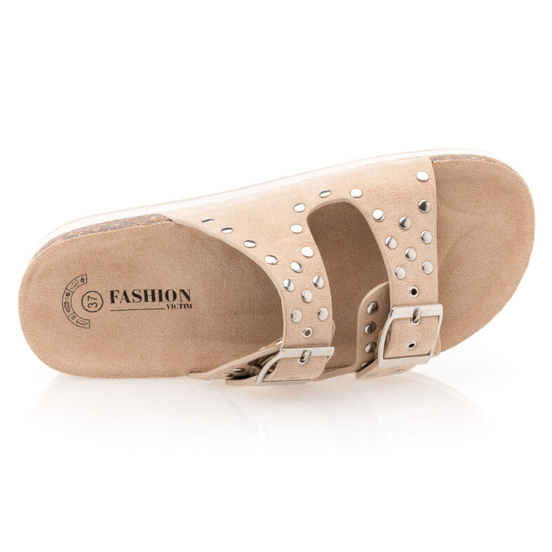Beige dameslippers/tresko
