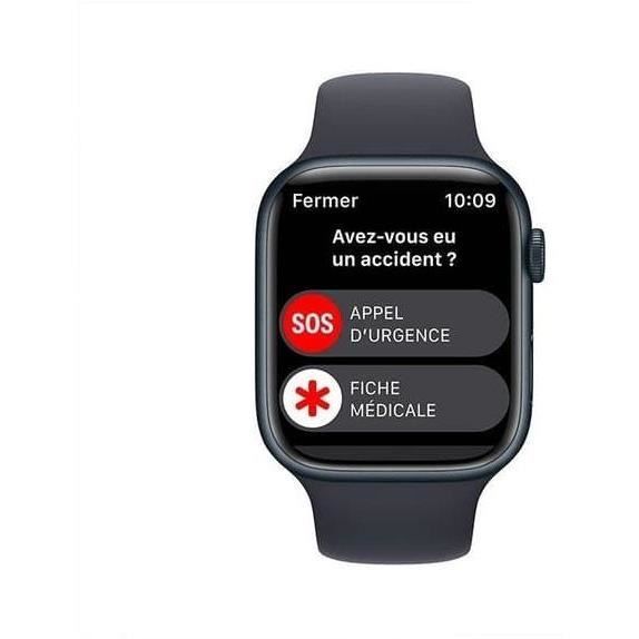 Apple Watch (Serie 8) 2022 GPS 45mm - Midnight Aluminium - Zwarte Sportband - Gereviseerd - In zeer goede staat