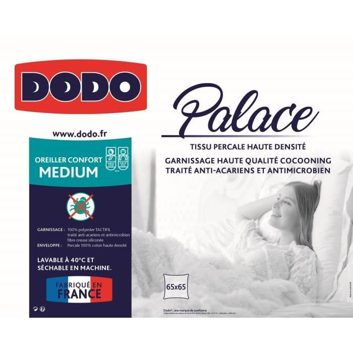 Almohada antiácaros DODO Percale PALACE - 65 x 65 cm