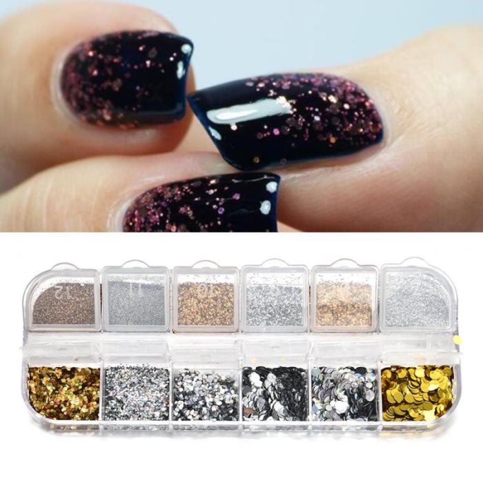 Poudre pailletée pour nail art, gel UV, poudre acrylique, sequins, capsules de Noël, décoration d'ongles à faire soi-même