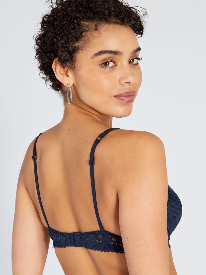 Sutiã Push-Up de Renda - Azul