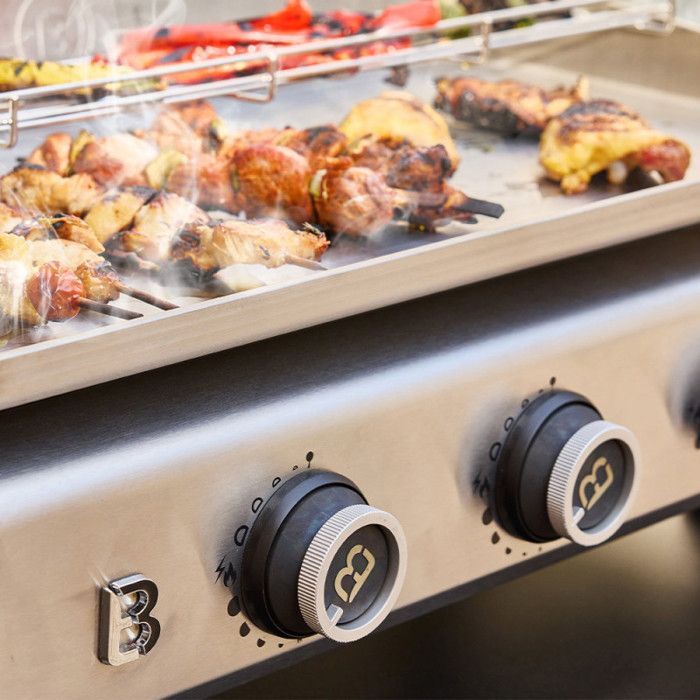 Plancha gaz Silvia EVO Inox 3 feux - BRASERO BY FAVEX - 7,95 kW – Plaque inox – Surface 67 x 34 cm – LONGTIME®