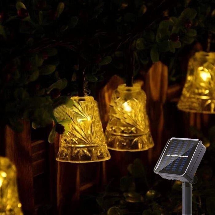 Guirnalda de luces solares para exteriores, 6,4 metros, 30 LED, luces navideñas, luz blanca cálida