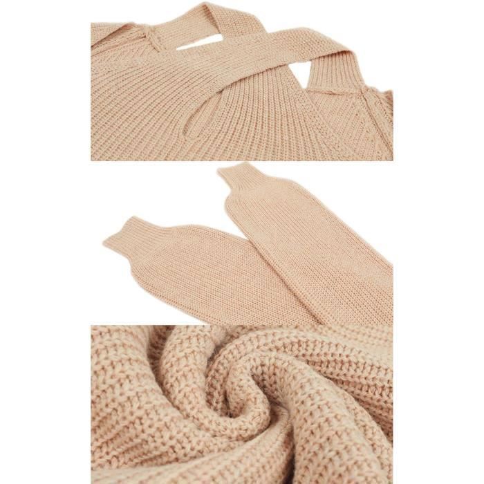 Pull Femme,Pull Femme D'hive Manches Longues,Chandail Elégant à Épaule Dénudée pour Femmes,Gris