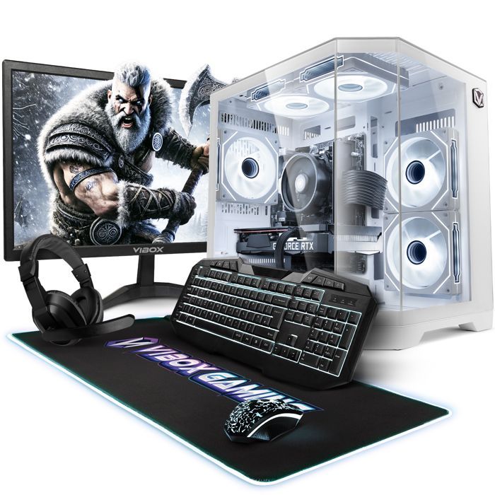 Vibox Complete Gamer PC • 23 inch scherm • AMD Ryzen 5 5500 4,2 GHz • Nvidia RTX 5060 8 GB • 16 GB RAM • 1 TB SSD • Windows 11 • WiFi