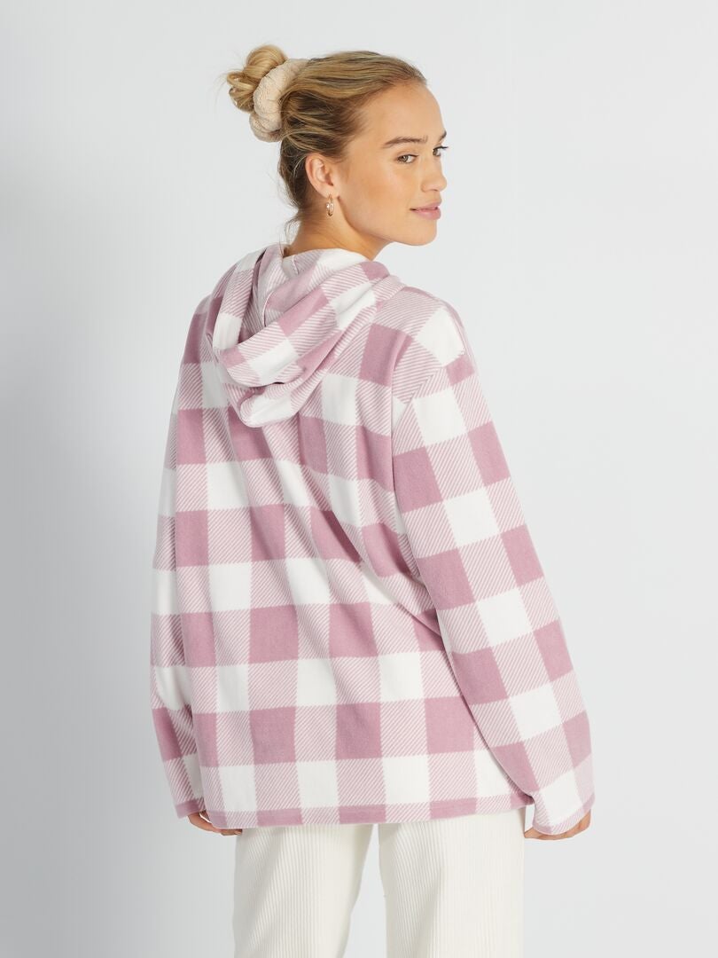 Parte superior de pijama de franela - blanco/rosa
