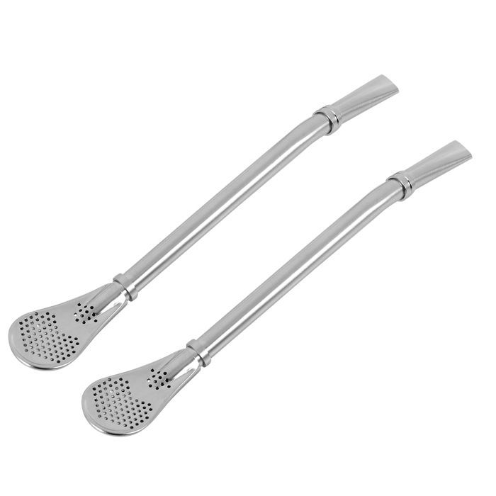 Set of 2 Pieces ~ Stainless Steel Yerba Mate Tea Drinking Straw with Filter and Drinking Canister