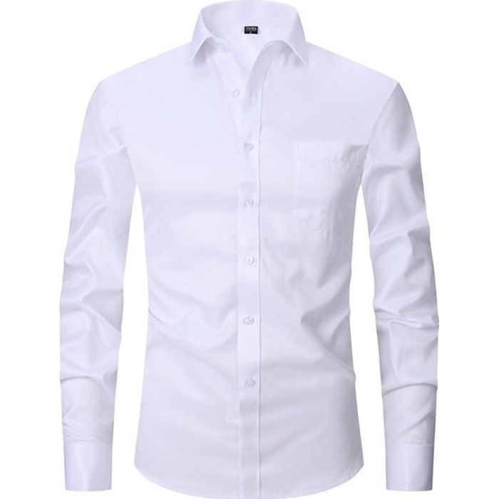 Camisa de hombre - INSFITY - Manga larga - No necesita planchado - Bolsillo en el pecho - Tejido resistente