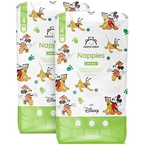 Couches bébé Mama Bear Disney Ultra Absorbantes - Taille 4 (8-14 kg) - Blanc - 168 Pièces (2 lot de 84)