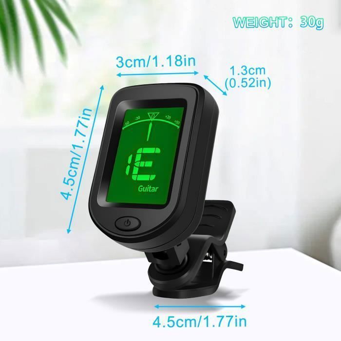 Accordeur de Guitare avec Ecran Couleur LCD 360°, Accordeur à pince compact,pour Guitare,Basse,Violon,Ukulélé