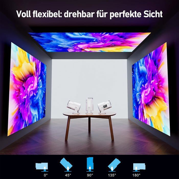 Mini videoproiettore portatile 4K - ZOKKO - Risoluzione 4K - Luminosità 350 lumen - Rotazione a 180°