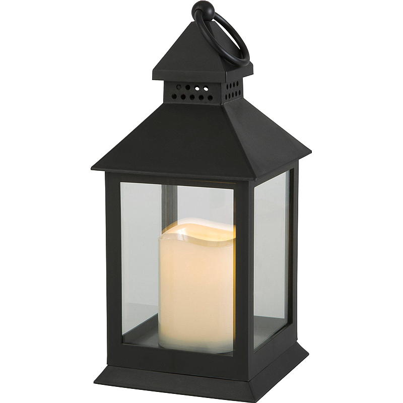 Huislantaarn Eileen 10,8x24 cm LED kunststof zwart