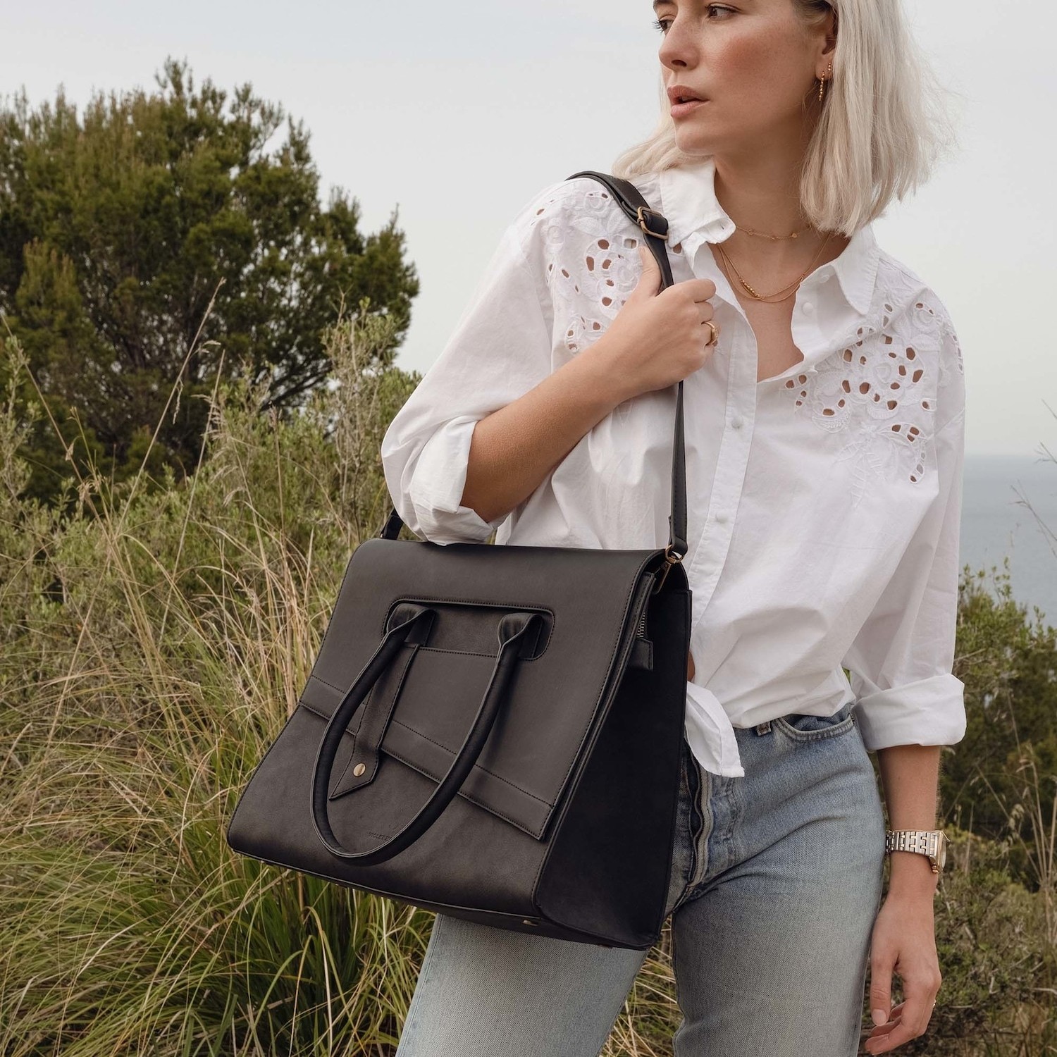 Nákupná taška Violet Hamden Essential Bag, čierna, umelá koža, VH25019