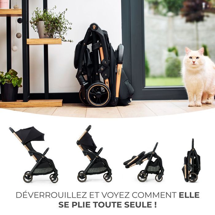 Poussette canne jusqu'à 22 kg Kinderkraft APINO, Pliage automatique, Imperméable, Poids de seulement 7,5 kg, Beige