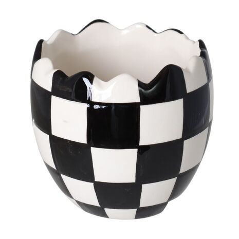 Osłonka w czarno-białą kratkę 16x14x14 cm SKORUPKA