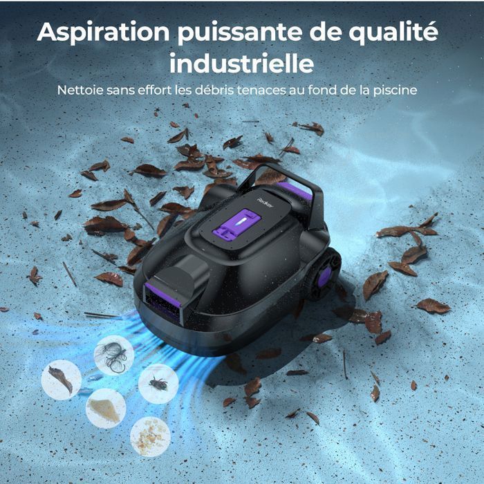 Robot Piscine Sans Fil-Redroad S2-Double Moteur, 180 Mins Autonomie, Forte Puissance d’Aspiration, Filtre Double Couche,Jusqu'à 3M