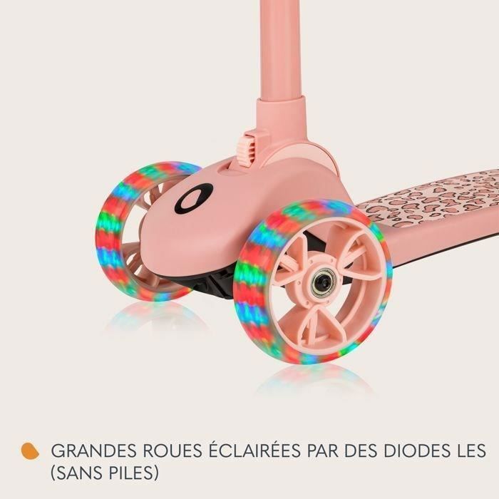 LIONELO Franky children's balance bike/scooter - Light-up wheels - Up to 50 kg - Basket - Foldable - Pink