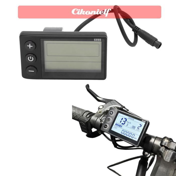 Compteur de vitesse de vélo, panneau de commande de compteur d'affichage ABS LCD-S866 avec connecteur à 6 broches pour la