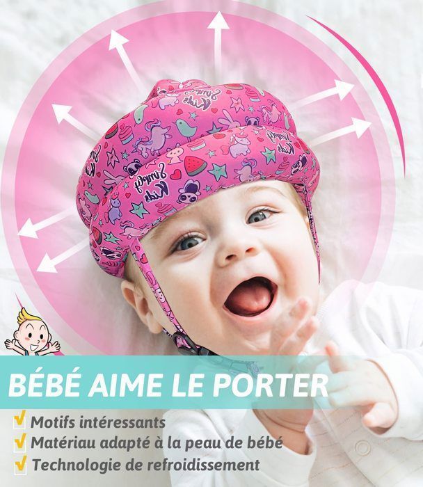 Casco de seguridad para bebés, protector de cabeza para bebés, casco anticaídas para bebés, para niños que están aprendiendo a caminar y gatear - Gris
