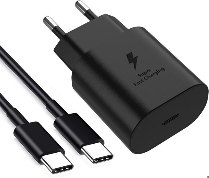 25W Fast Charger + USB-C Cable for Samsung S22 PLUS, S22 ULTRA, S21 FE 5G, S21 PLUS, S21 ULTRA, S20 FE, S20 PLUS, Note 20, A53, Xiaomi