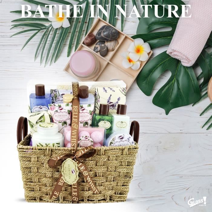 Gloss! Coffret Cadeau de Bain Premium au Parfum Floral de Lavande-Thé Vert-Rose 21 Pièces XM23390