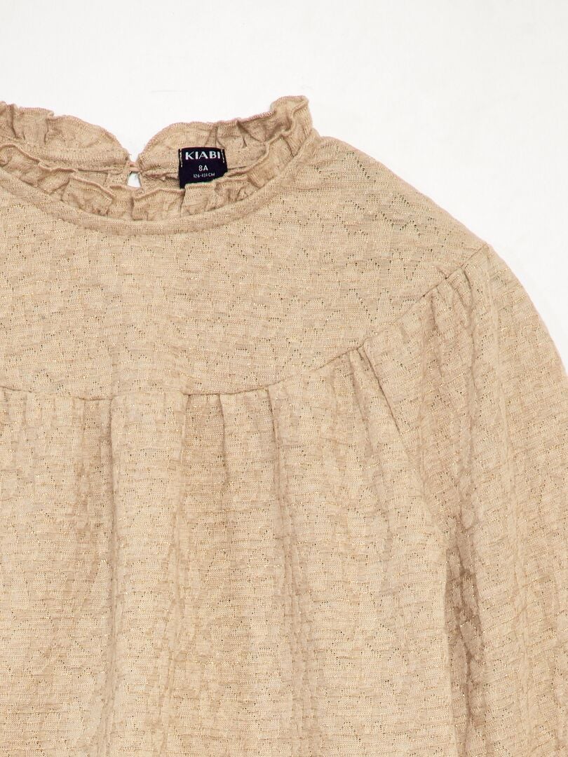 Camiseta con volantes - BEIGE