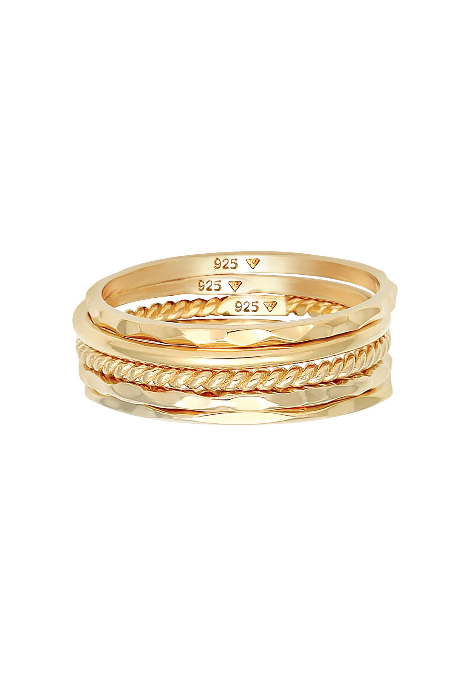 Elli Femmes Set Bande Empilage Minimaliste Tendance Blogueur Basique en Argent Sterling 925
