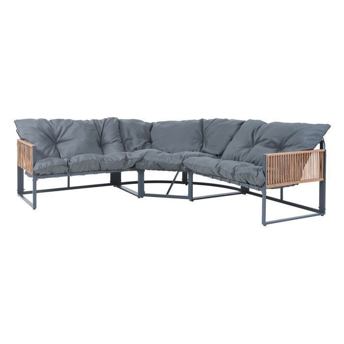 Muebles de jardín de ratán gris oscuro Karg