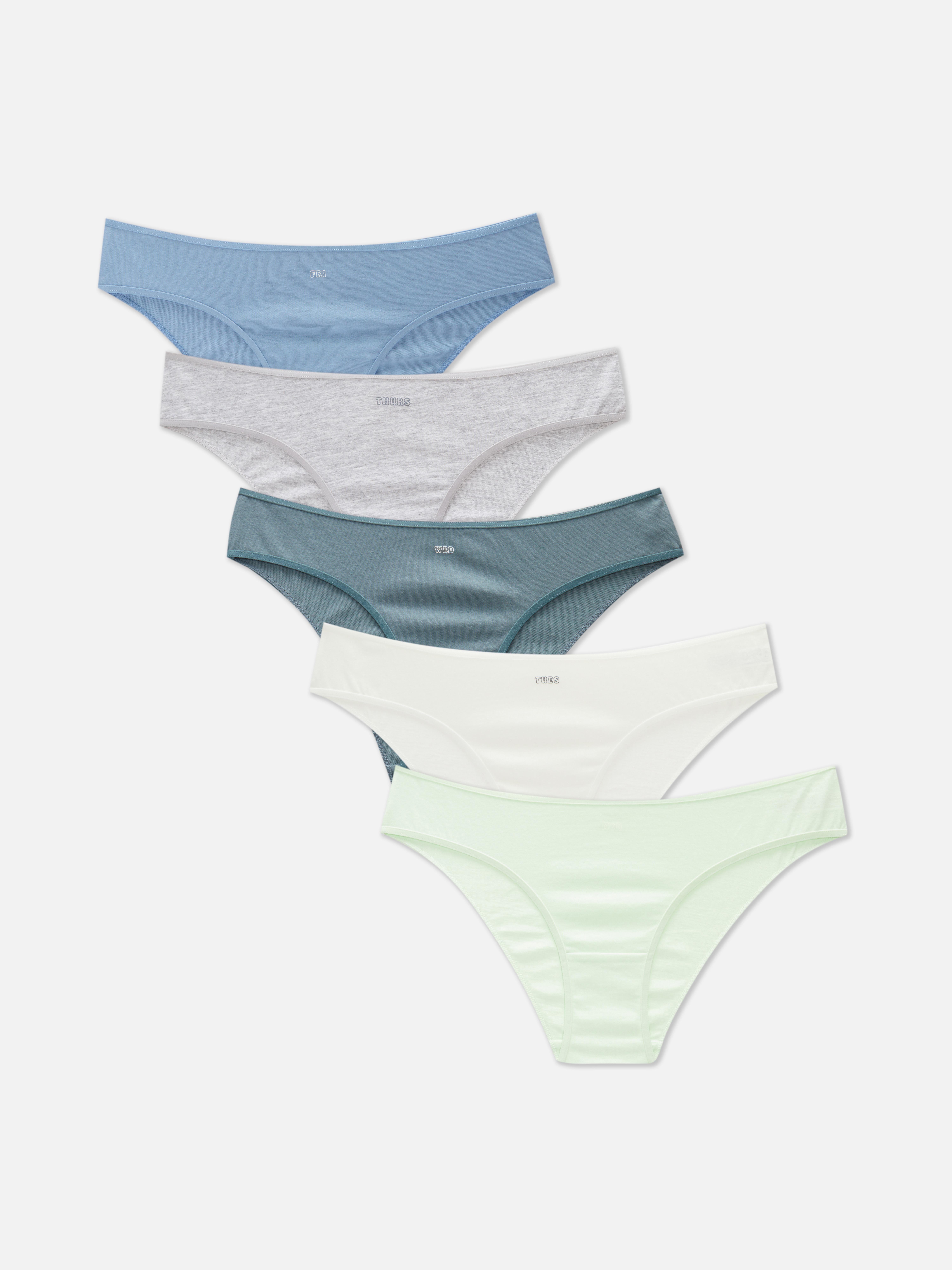Brazilian slips met print voor elke dag, set van 5 Deze elegante Brazilian slips met tekstprints helpen je het weekend door