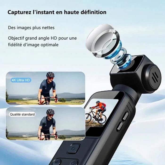 Caméra Sport 4K UHD | Lentille Rotative 270° Transmission WiFi, Écran 1.3