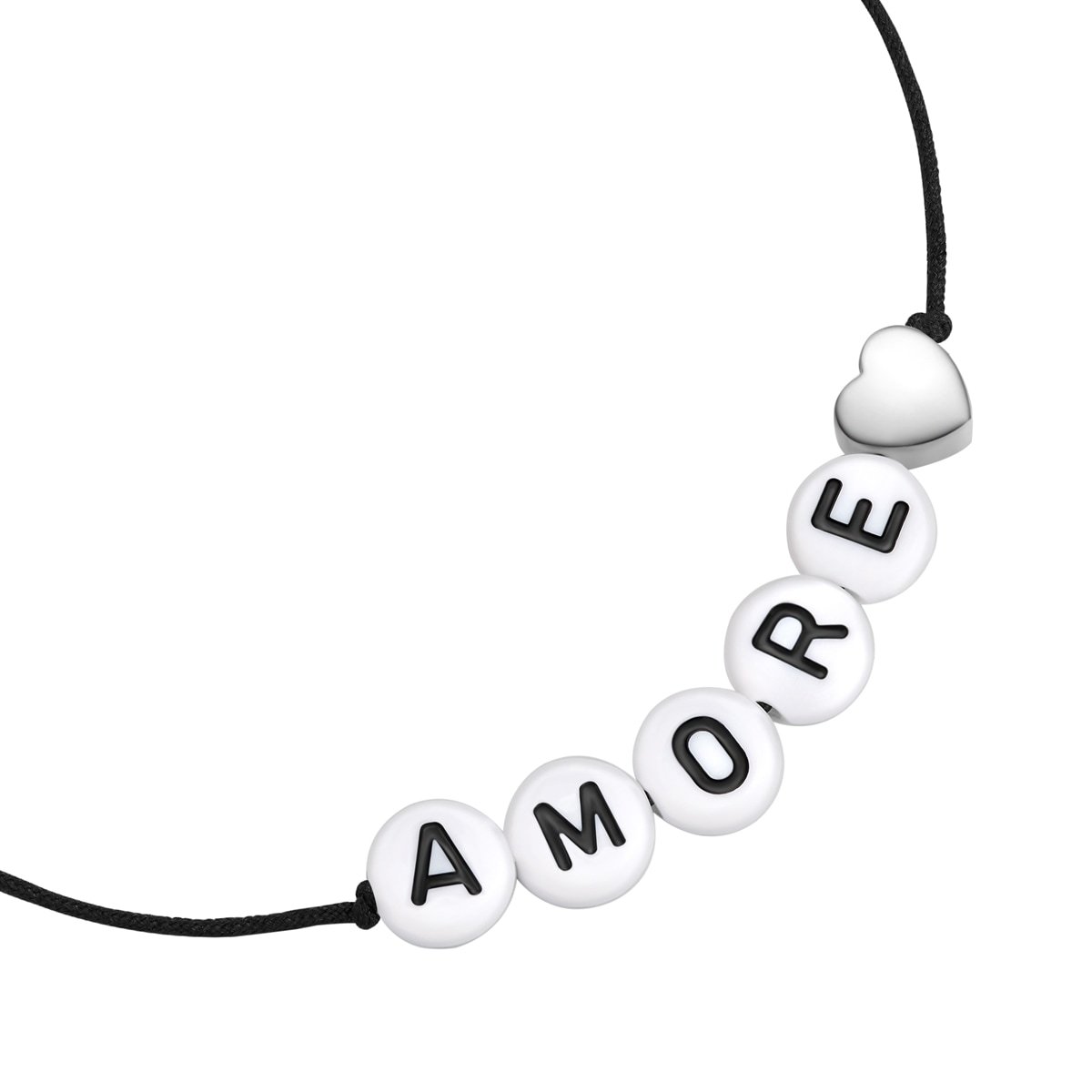 Náramok Glanzstücke München, Sterling Silver, Textil (čierna) - 15,0 - 22,0 cm, flexibilne nastaviteľný