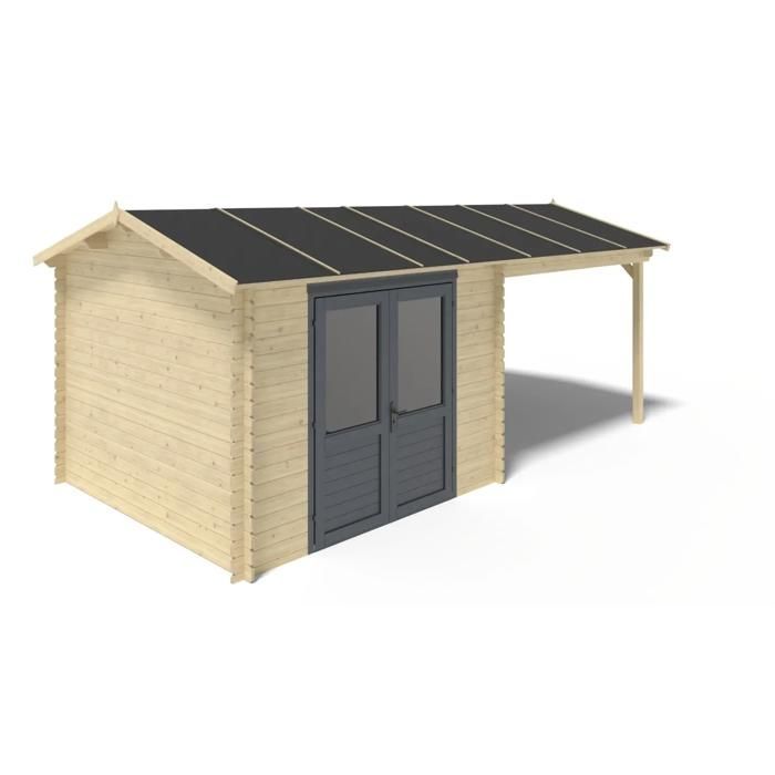 Casetta da giardino in legno - 17,40 m² - 5,79x3 m - Spessore 28 mm - Colore: naturale - DOM639
